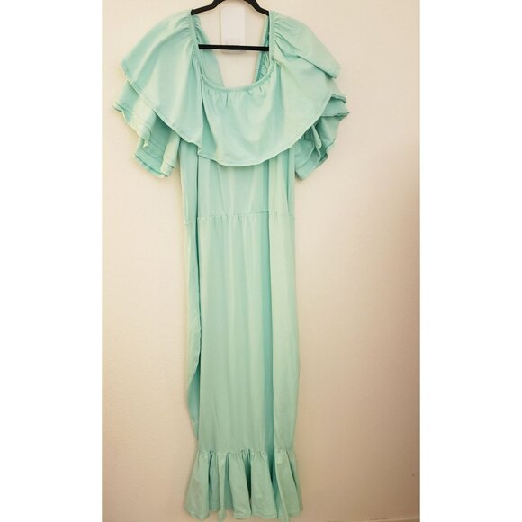 RebDolls Seafoam Green OTS Cotton Blend Ruffled Maxi 5X Runs Small Fits 2x NWT - Picture 11 of 11
